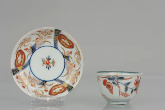 18C Japanese Porcelain Tea Cup & Saucer Beaker Saucer Imari Edo Period  ...