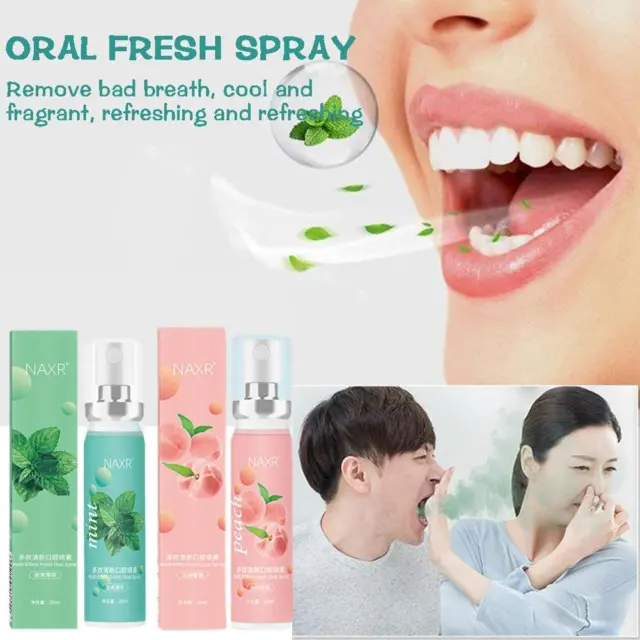Peppermint Fresh Breath Spray Melocotón Boca Spray Respiración Reino Unido Portátil Nuevo K6G3