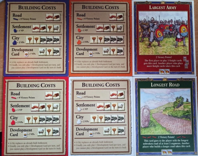 SPARE CARDS FOR CATAN Board Game longest road largest army building
