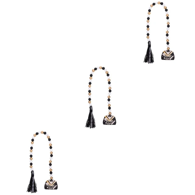 Lot De 4 Glands Décoratifs En Bois Et Coton - Poignées D'armoire - Déco Bohème - Perles En Bois - 4