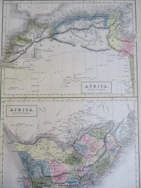 North & South Africa 1853 Hall map