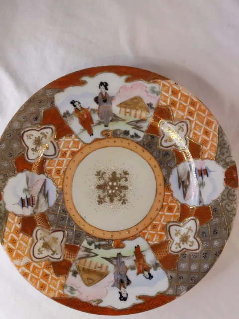 Exquisite Antique Porcelain Moriage Decorative 8" Japanese Plate-Signed-Japan