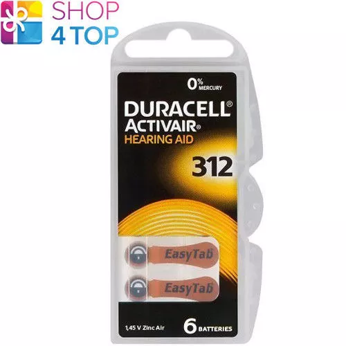 6 Duracell Activair Hörgerätebatterien 312 Zink Luft 1,45 V Quecksilberfrei Neu