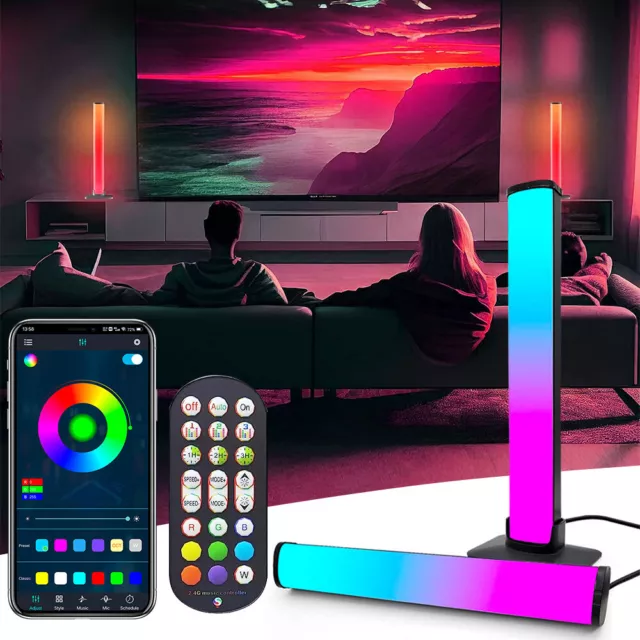 2X Smart LED Lightbar TV Hintergrundbeleuchtung RGB Gaming Lampe Ambiente Licht