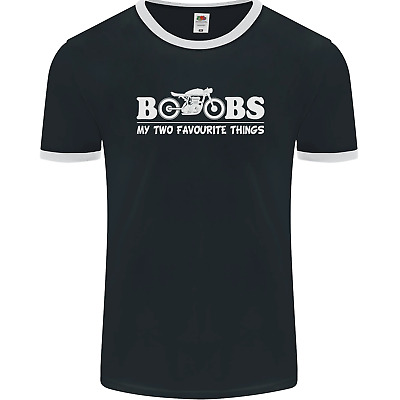 Boobs & Bikes Funny Biker Motorcycle Mens Ringer T-Shirt FotL