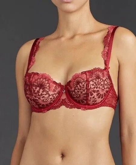 AUBADE BALCONY BRA Art of Ink TD14 Underwired Sheer Sexy Half Cup - French  Red £24.00 - PicClick UK