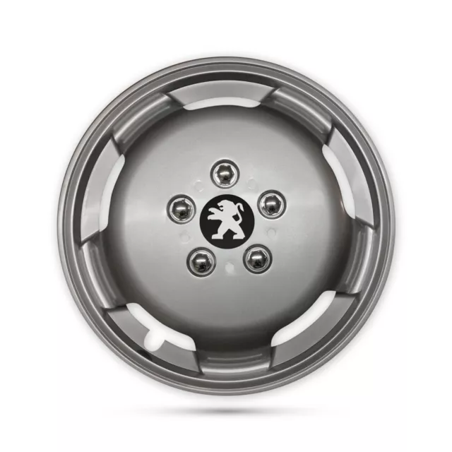 For Peugeot Boxer Motorhome Camper Van 4x 15” Deep Dish Silver Wheel Trims Caps