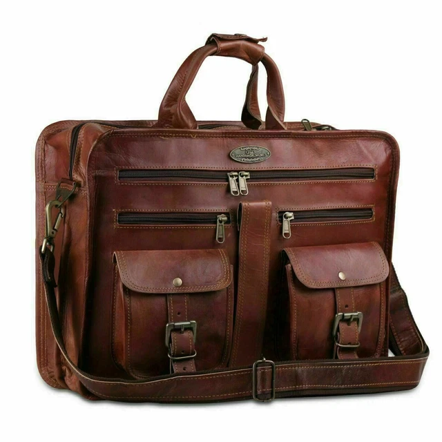 Neuf Femmes 18 " Mallette Véritable Cuir Vintage Messager Épaule Portable Sac