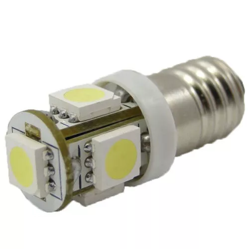 SMD LED E10 Lampe Schraubgewinde 6V Volt Xenon weiss 5x5050 Power smd s