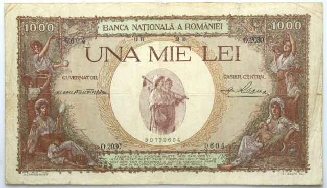 Romania - BANKNOTE - 1000 Lei 1939 - RARE!