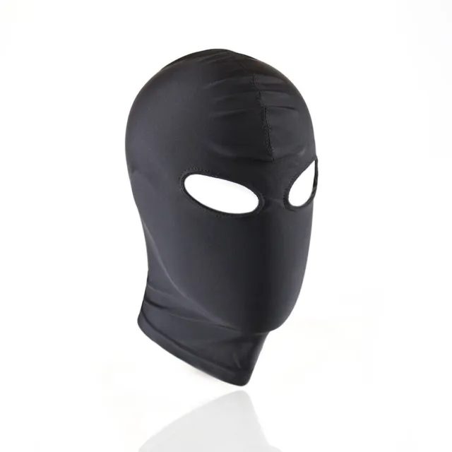 BLACK PADDED FACE Mask SPANDEX LYCRA HOOD Mouth Opening Eye Blackout $31.95  - PicClick