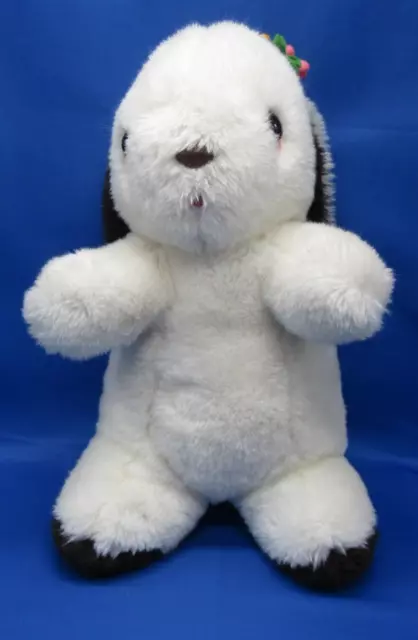 1976 Gund White BUNNY RABBIT Rattle Plush Pink Around Eyes Brown Ears