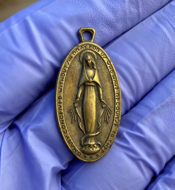 Antigua Medalla Milagrosa Italiana De Colección María Concebida Sin Pecado Colgante Italia