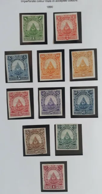 VERY RARE 1890 Honduras lot of 11 Arms Imperf Colour Trial stamps MNG