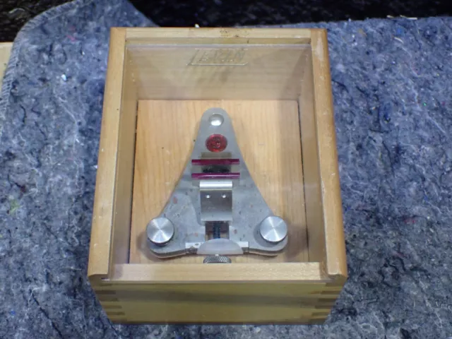 Vintage Levin Watchmakers Poising Watch Tool Ruby Jaws Level & Original Wood Box