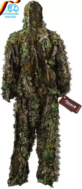 Zicac 3D Ghillie Tarnanzug Dschungel Ghillie Suit Woodland Camouflage Anzug Klei 2