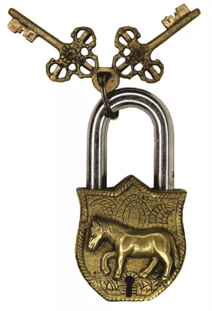 Horse Shape Door Lock Victorian Style Handcrafted Solid Brass Padlock Home Décor