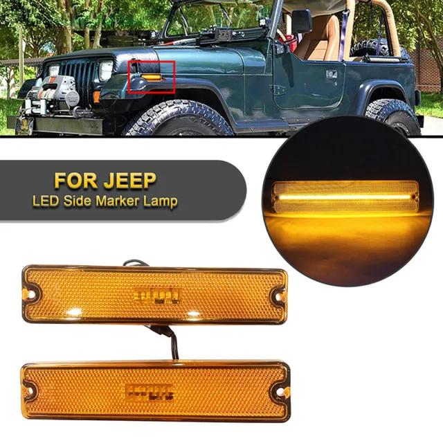 For Jeep Wrangler YJ 1987-1995 Side Marker Light LED Turn Signal Indicator Lamp
