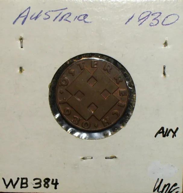 Austria 1930 Uncirculated 2 Groschen Bronze Coin