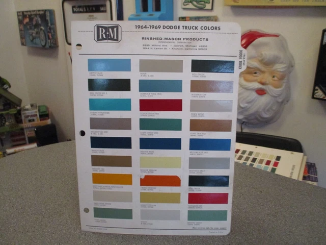 PAINT COLOR REFERENCE Sample Paint Chips R-M 1964/1969 Dodge Truck ...