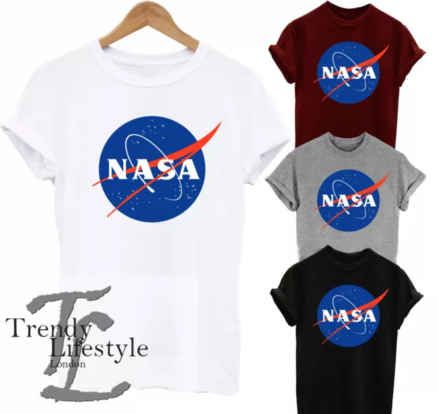 Nasa Space Logo Print Astronaut  Trendy Geek Mens Kids Unisex T-Shirt 4 Colors