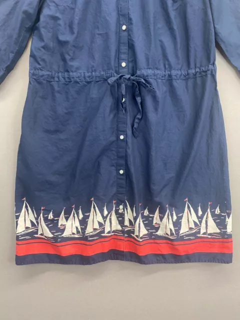 Tommy Hilfiger Womens Blue Dress Collared Sailboat Print Long Sleeve Size Large 2