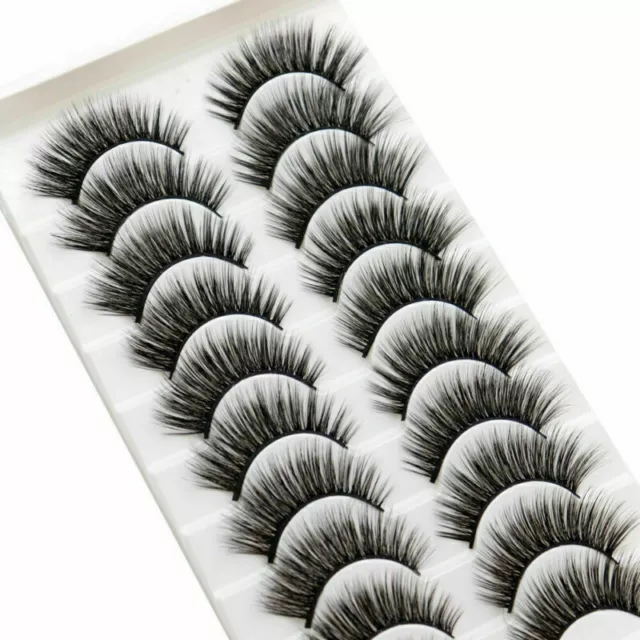 10 Pair 3D Mink False Eyelashes Wispy Cross Long Thick Soft Fake Eye Lashes UK