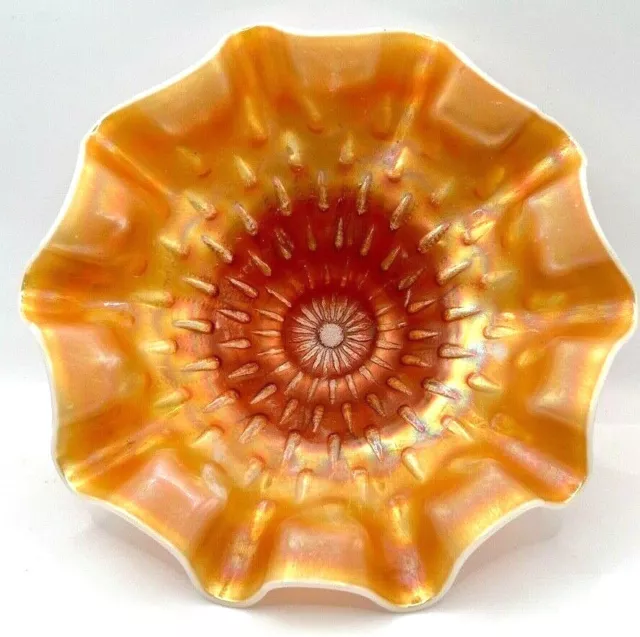 1930's Vintage.. Peach Opalescent.. Carnival Glass Bowl.. 22 Cm Diameter