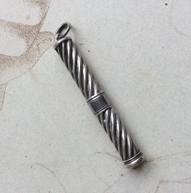 Étui Porte-Mine Crayon Rétractable Argent Massif 925 – Art Nouveau – À Restaurer