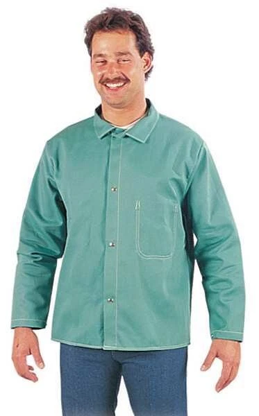 STEEL GRIP Flame Resistant Jacket, Green, Flame Resistant Cotton, L WC 16750
