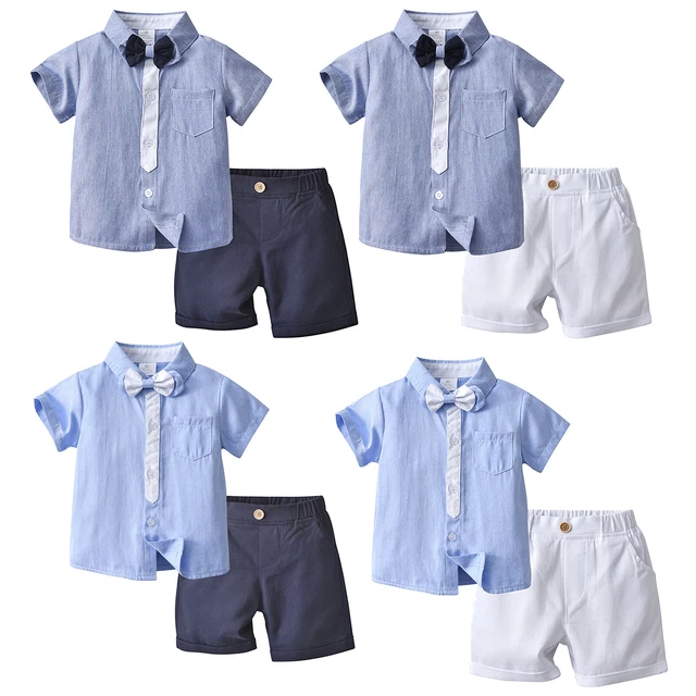 Abiti da gentiluomo bambini cravatta fiocco a righe pantaloncini tuta abbigliamento casual