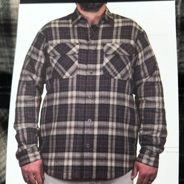 Grizzly Mountain Men's Shirt Jacket Plaid Sherpa Fleece, Color: Grey, Size: XL