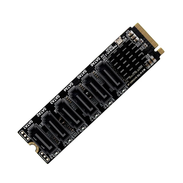 Nvme Pic Riser M.2 NVME PCI-E PCIE X4 X8 X16 à 6 Ports 3.0 SATA Adaptateur Carte Riser ...
