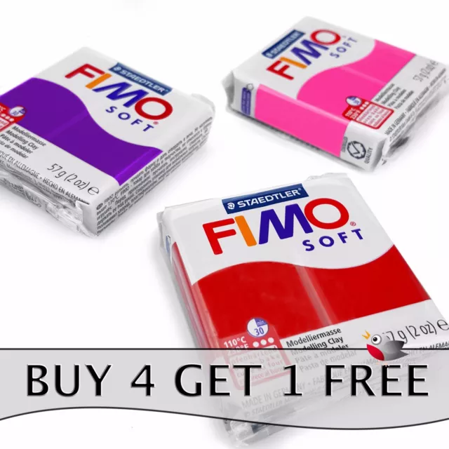 FIMO Soft Polymer Oven Modelling Clay - 57g - Set of 3 - Red, Plum & Raspberry