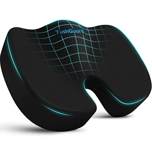 Black Memory Foam Seat Cushion for Office Chair - Pillow for Sciatic...