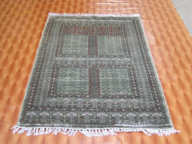 Silk Rug Turkish Decor Geometric Grey Colour Hand Knotted Traditional 3x5
