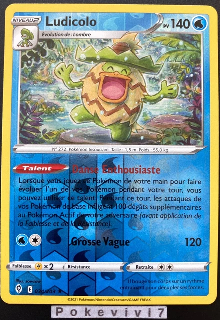 Pokemon Card LUDICOLO 034/203 Holo Reverse Sword & Shield 7 EB07 EN NEW