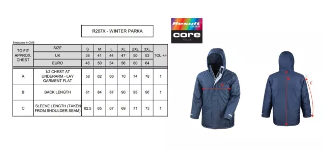 Result Core Unisex Parka Lungo Inverno R207X - Giacca Impermeabile Cappotto Caldo con Cappuccio 2