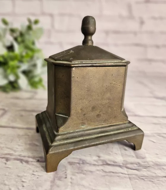 Antique Brass Tobacco Jar Box Leidded Container