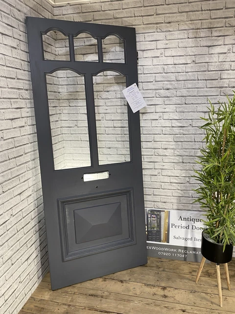 PERIOD VICTORAN DOOR - FRONT ENTRANCE ANTIQUE RECLAIMED - Coloured Leaded Glass