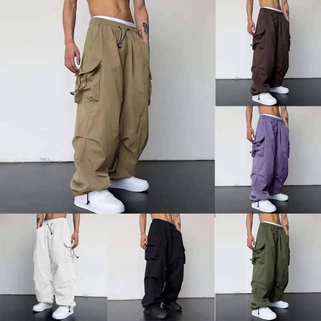 New Men's Big Pocket Cargo Harem Pants Casual Trousers Male Hip Hop Men  Jogger Sweatpants Fashion Streetwear Pants Oversized