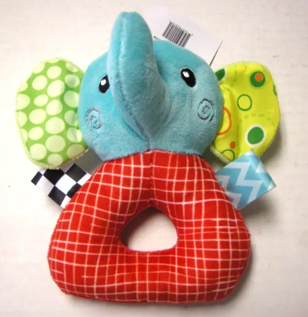 Baby Rattle Ring, Elephant Design By Linzy, Multicolor, 6", Plush, Brand New