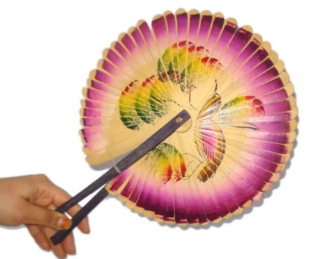 Original Old Vintage Beautiful colorful Paper Handmade Chinese Hand Fan.G62-6