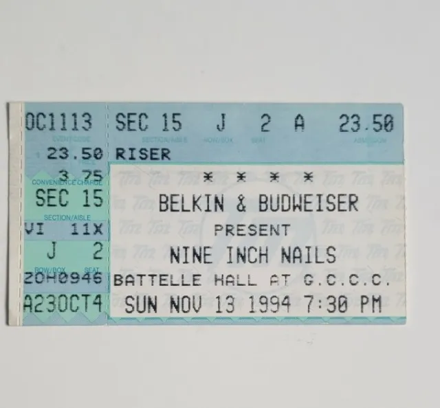 Vintage 1994 Nine Inch Nails Marilyn Manson Concert Ticket Stub Columbus Ohio