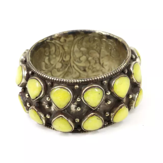 Brass Tibetan Bracelet with Yellow Resin
