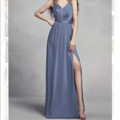 White by Vera Wang Charmeuse and Chiffon Bridesmaid Dress