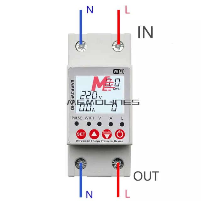63A LCD Digital Display Adjustable Over Under Voltage Current Protector Relay