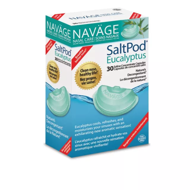 NAVAGE EUCALYPTUS SALTPOD®: 30-Pack Capsules For Use with Navage Nose Cleaner