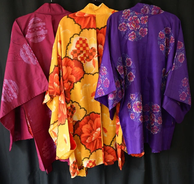 MEISEN SILK HAORIS 3 PCS Lot Japanese Vintage Kimonos Women's Jacket