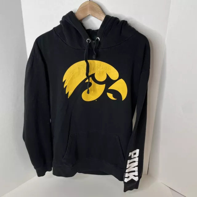 Iowa Hawkeyes Hoodie Sweatshirt, Pink Victorias Secret, Black, Medium, Graphic